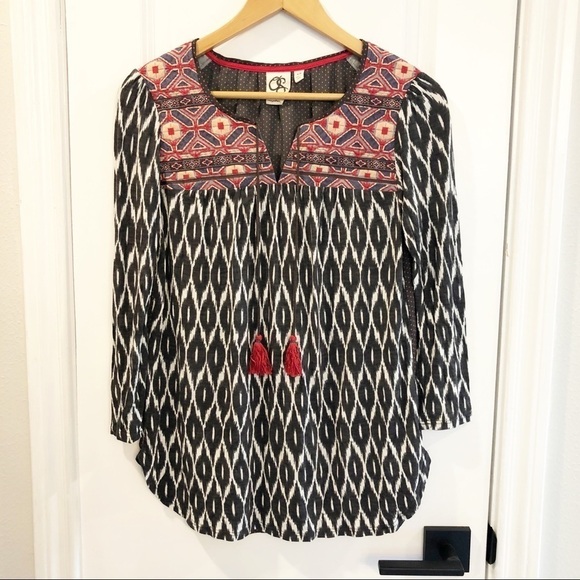 Anthropologie Tassel Boho Palamba embroidered top - Picture 2 of 6